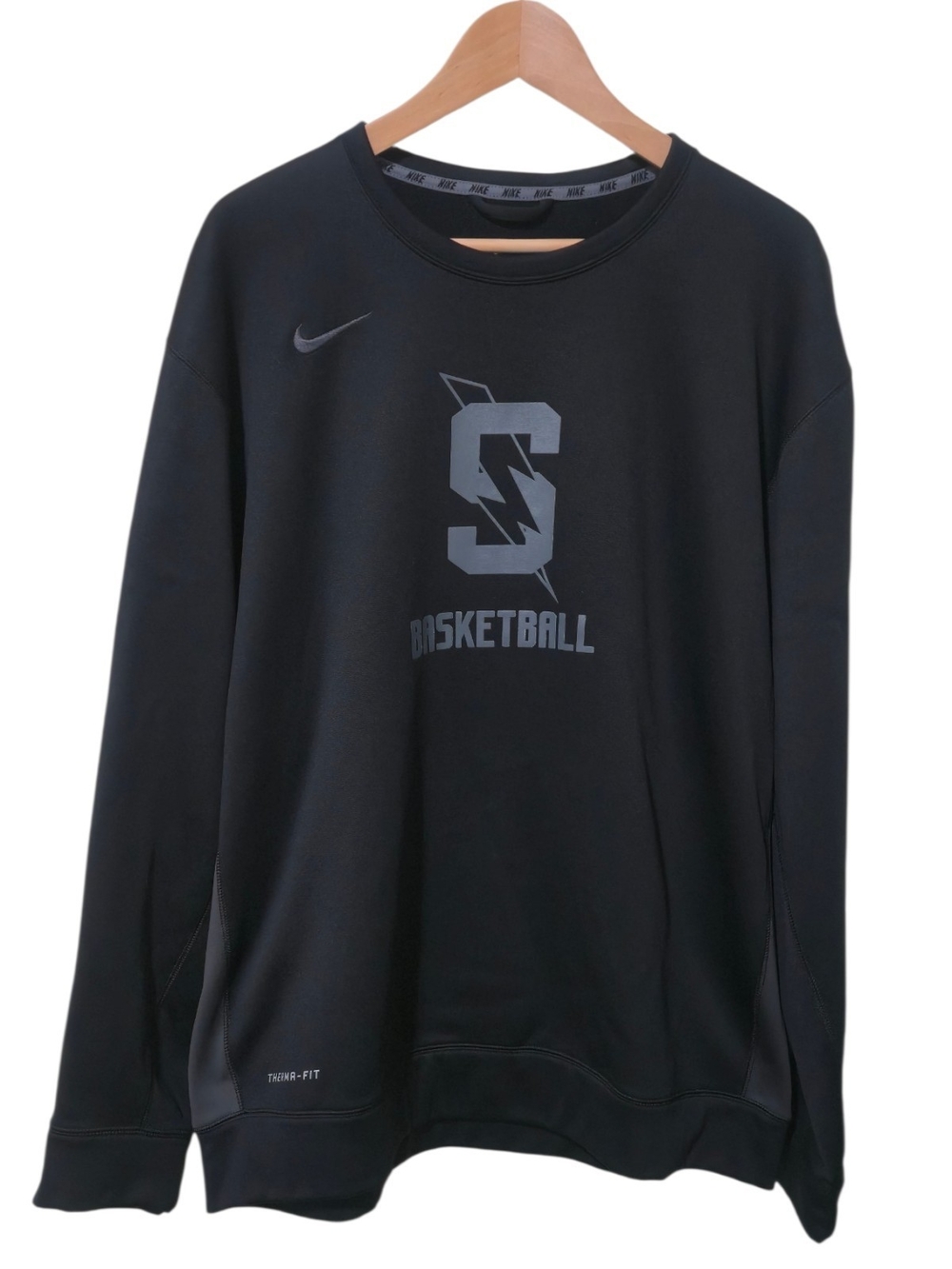 Nike Therma-FIT Black XXL Crewneck Sweatshirt Basketball Lightning Graphic